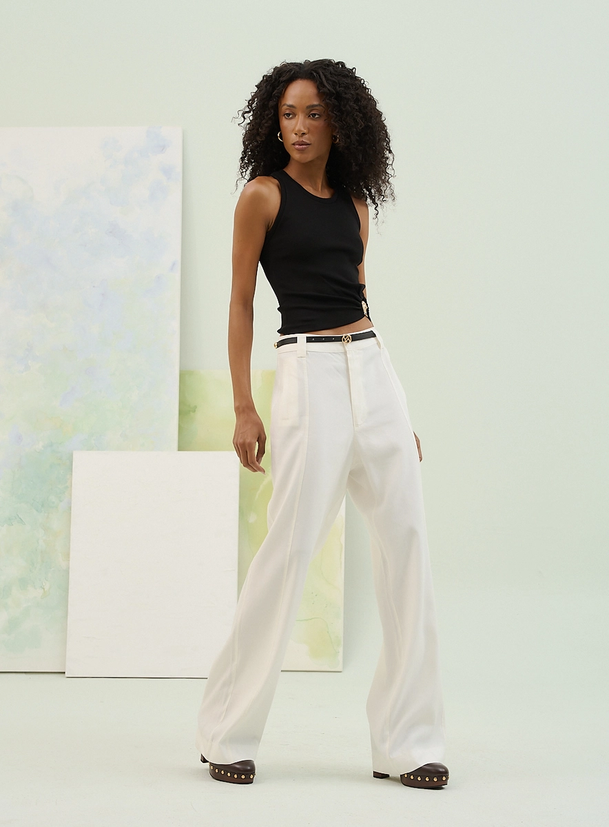 Calça Feminina Wide Leg Com Cintura Média Off Shell Souisy