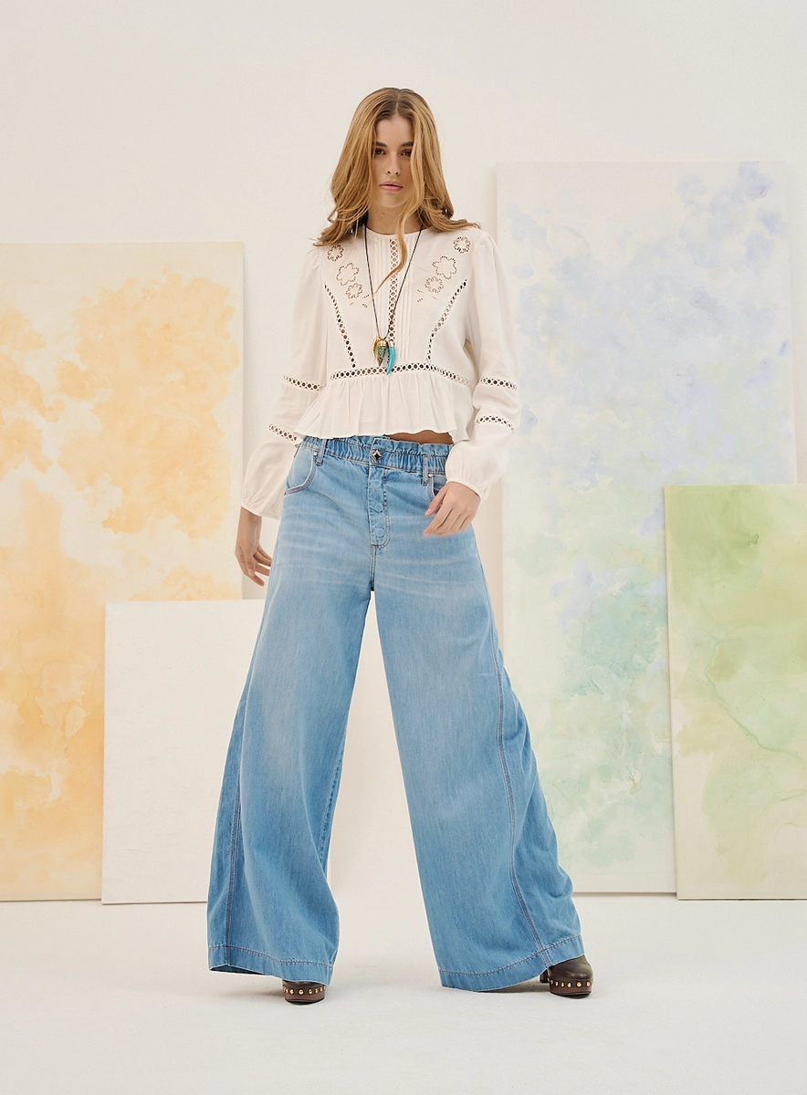 Calça Basic Comfort Feminina Wide Leg Índigo Souisy