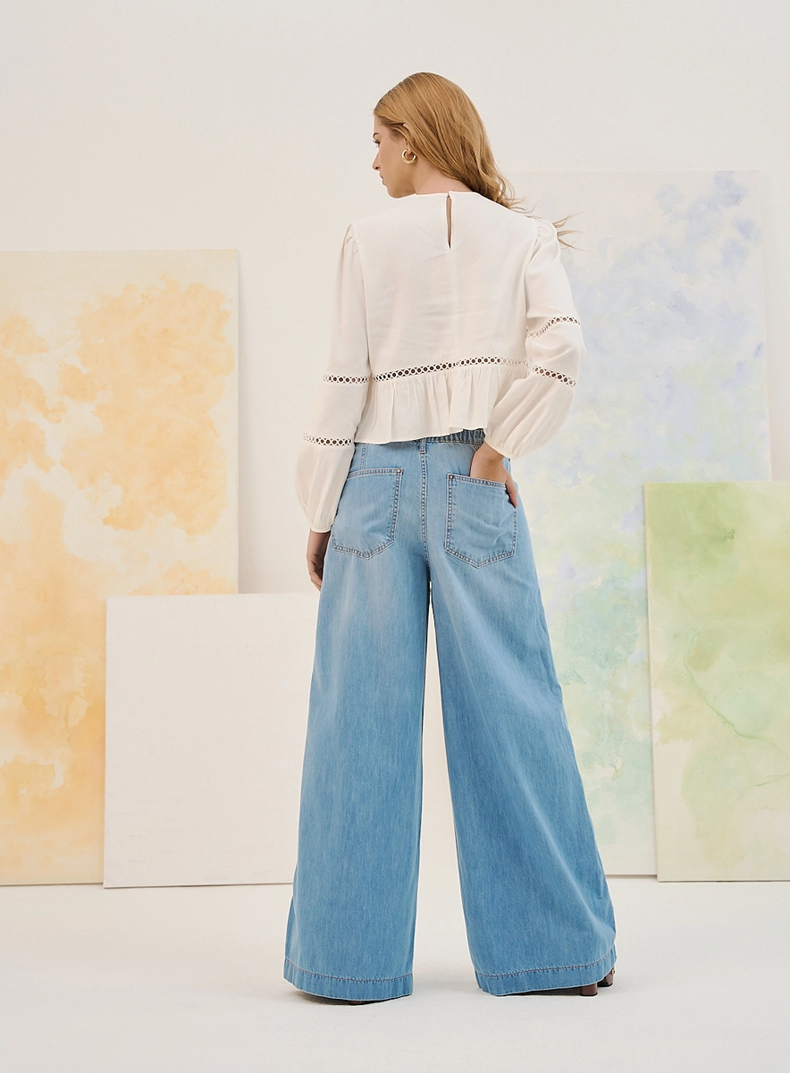 Calça Basic Comfort Feminina Wide Leg Índigo Souisy