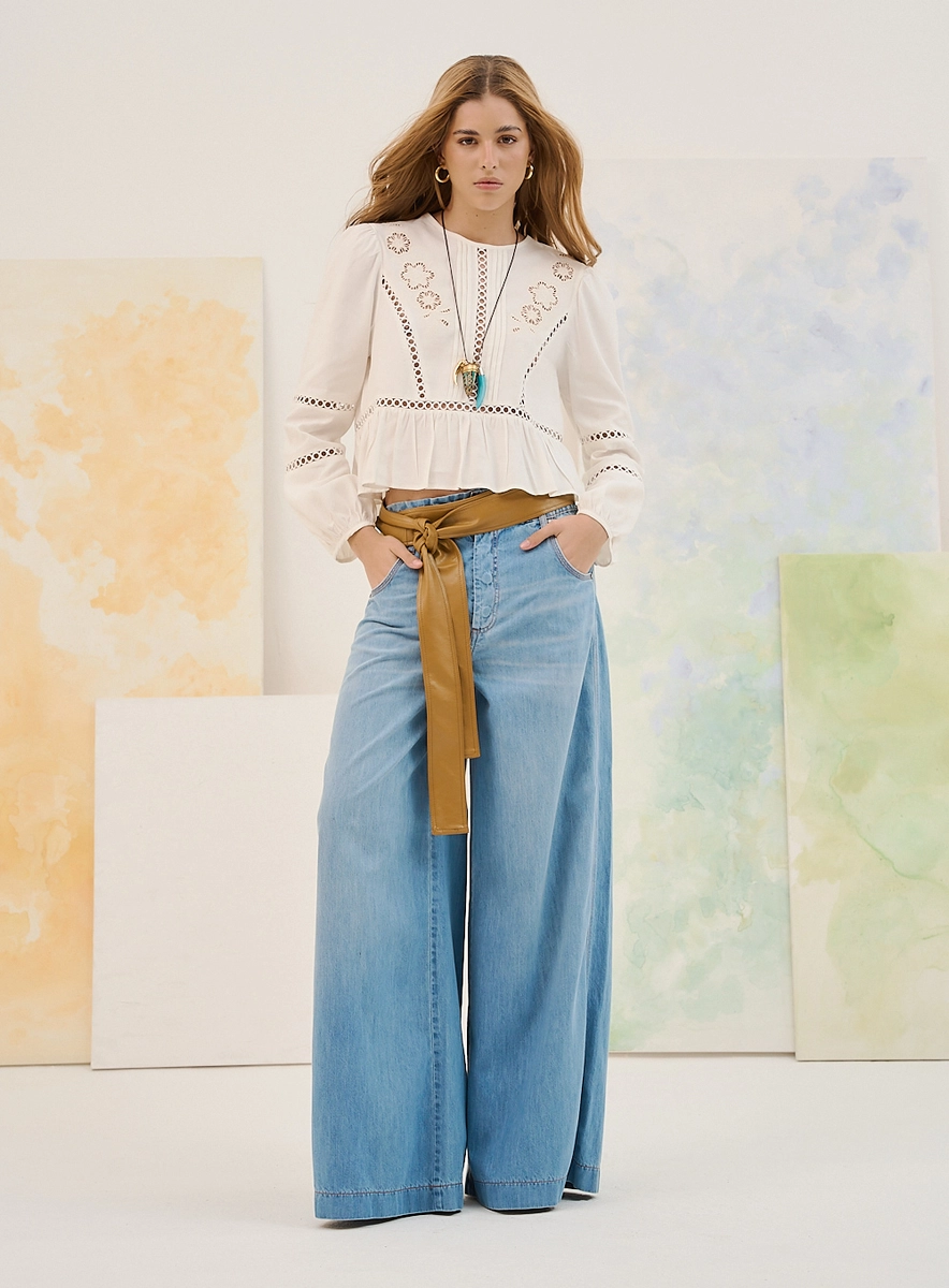 Calça Basic Comfort Feminina Wide Leg Índigo Souisy