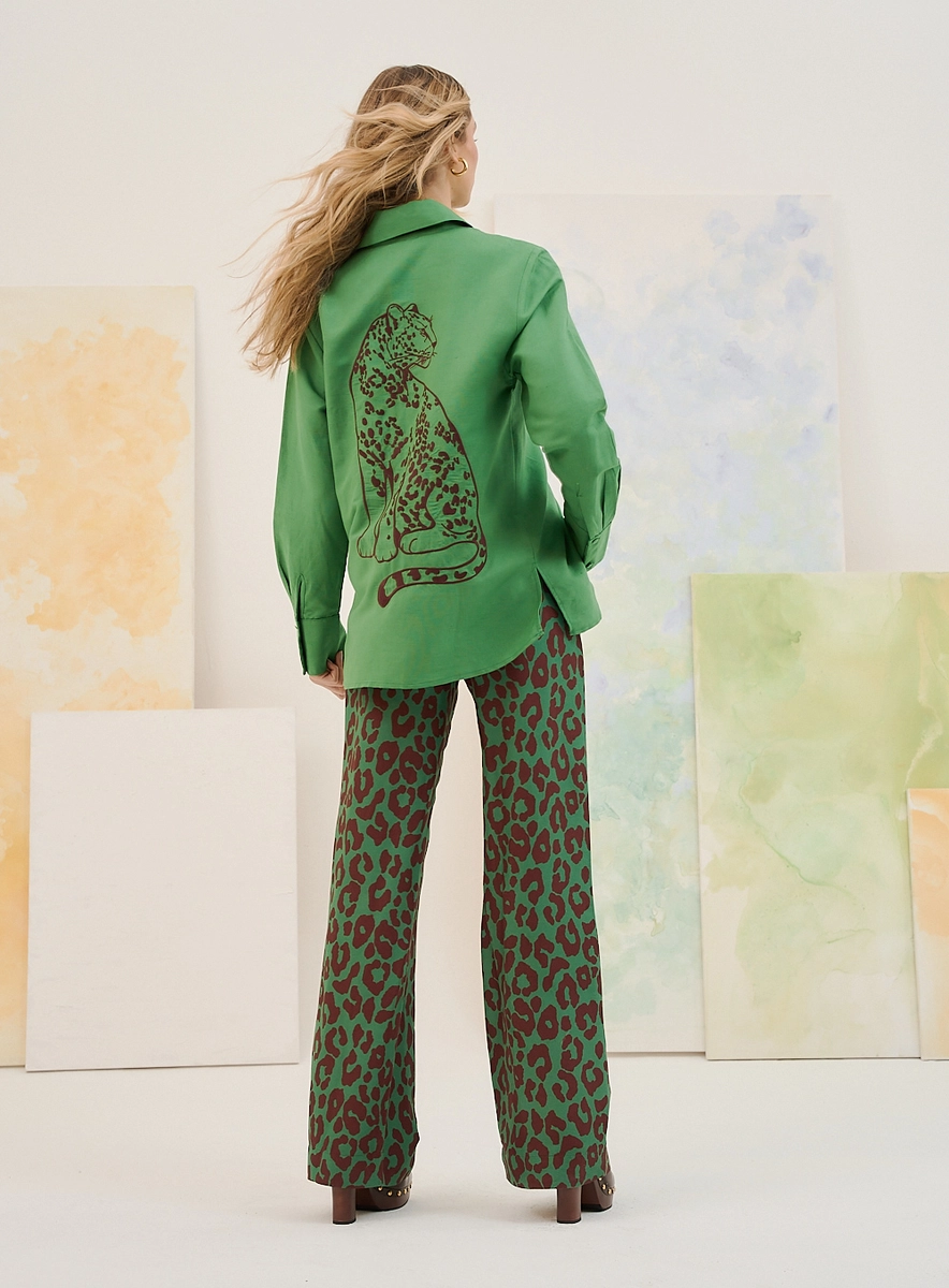 Calça Estampada Com Bolsos E Passantes Estampados Souisy