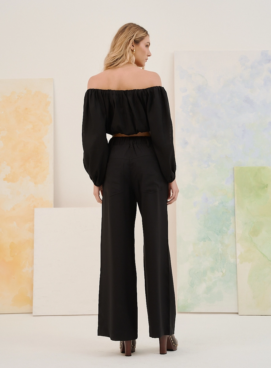Calça Reta Feminina Alfaiataria Preto Souisy