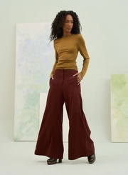 Calça Wide Leg Com Bolsos Faca