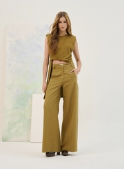 Calça Basic Comfort Pantalona Com Cinto