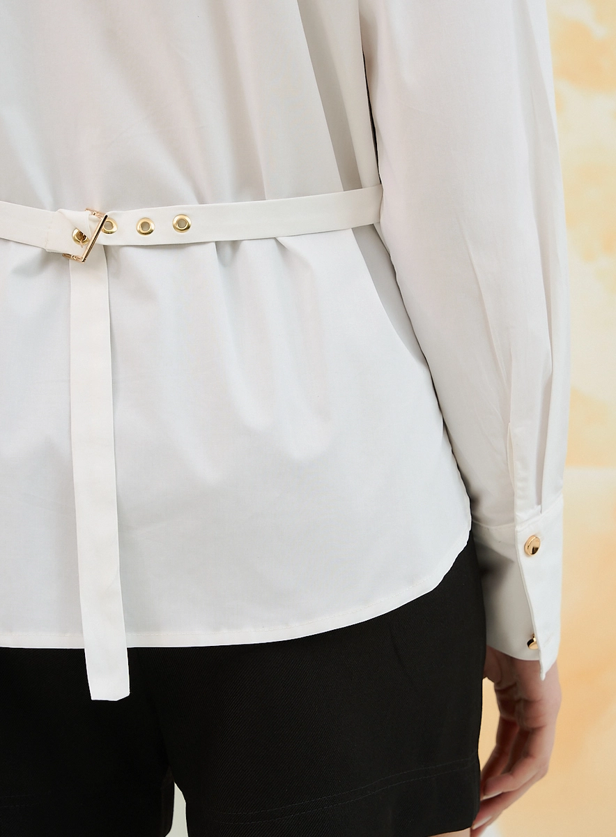 Camisa Feminina Com Cinto Posterior Branco Souisy