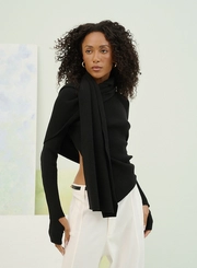 Blusa Feminina Tricô Scarf Assimétrica