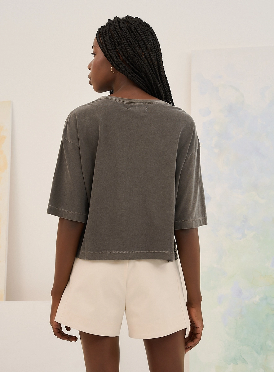 Blusa Feminina Basic Comfort Com Estampa Frontal Preto Souisy