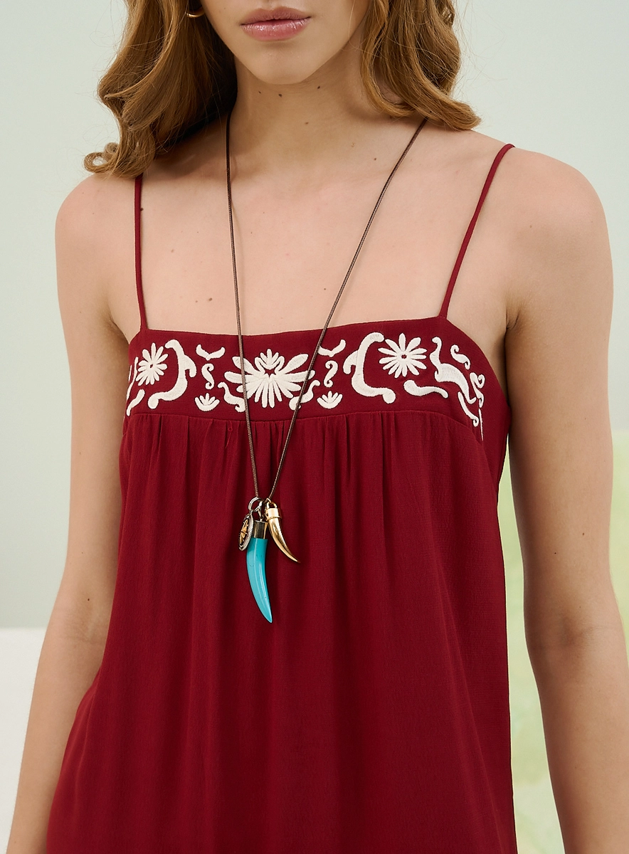 Vestido Basic Comfort Com Alças Finas Bordô Souisy