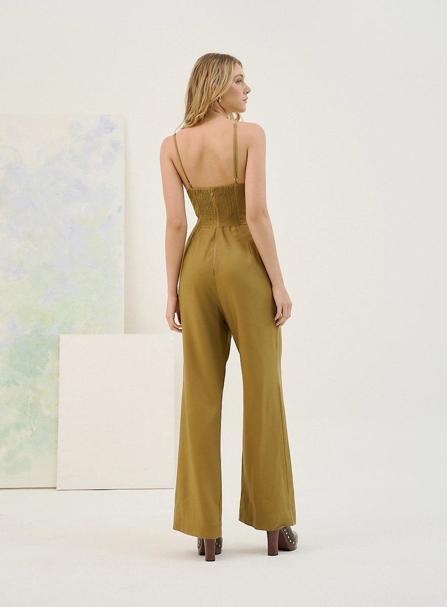 Macacão Basic Comfort Com Recortes Frontais Laranja Souisy