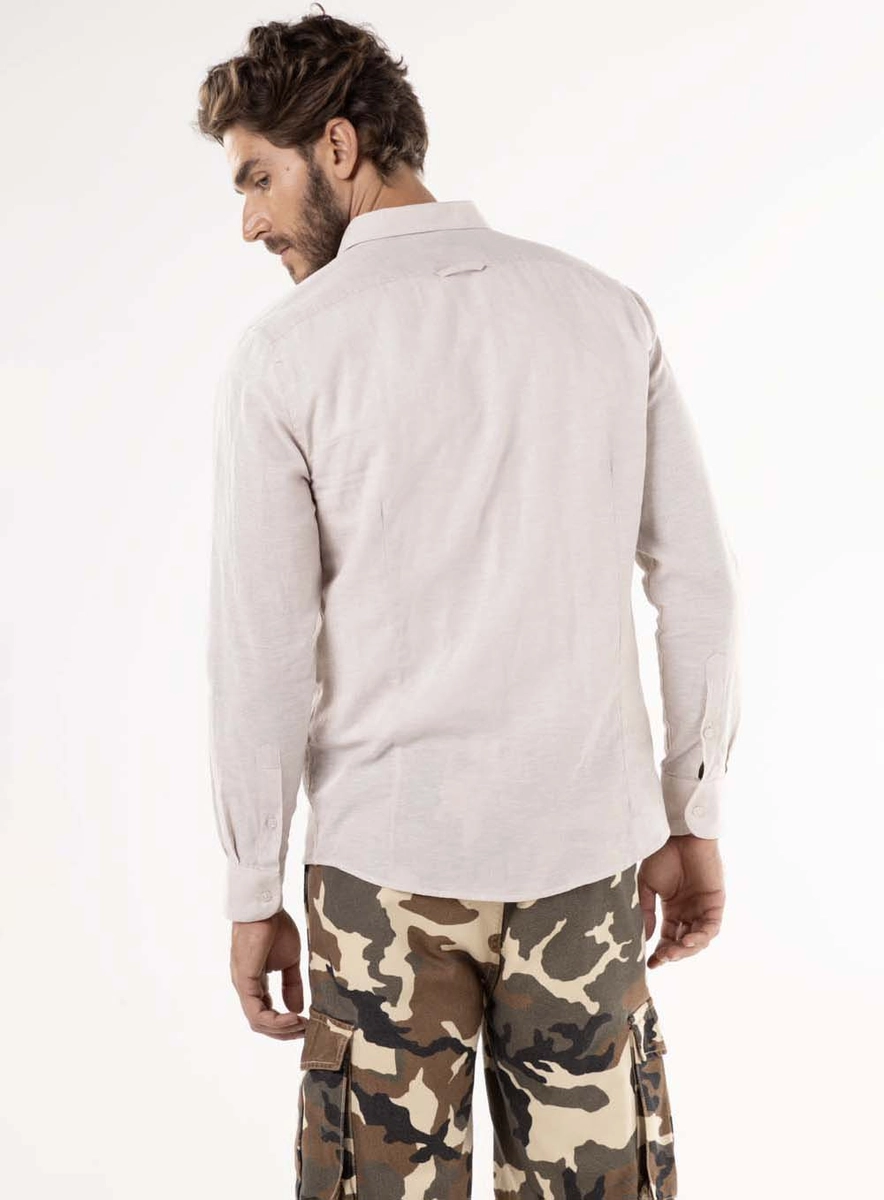Camisa Masculina Regular Básica Off Lcecci