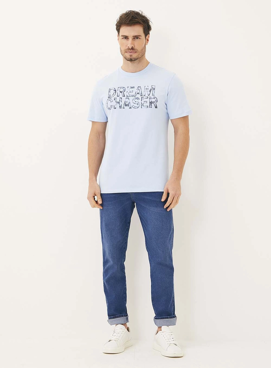 Camiseta Estampada Slim Azul Lcecci