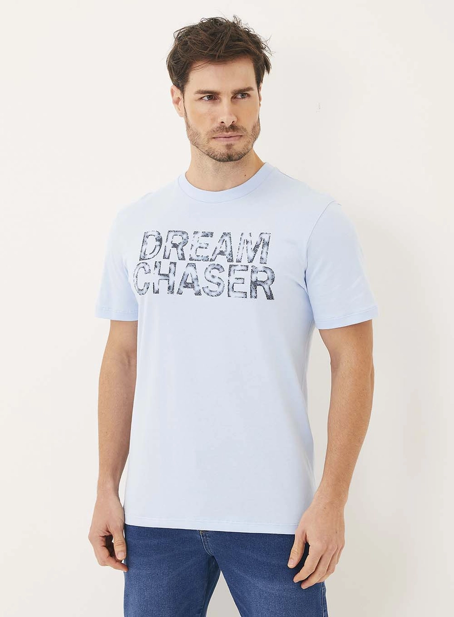 Camiseta Estampada Slim Azul Lcecci