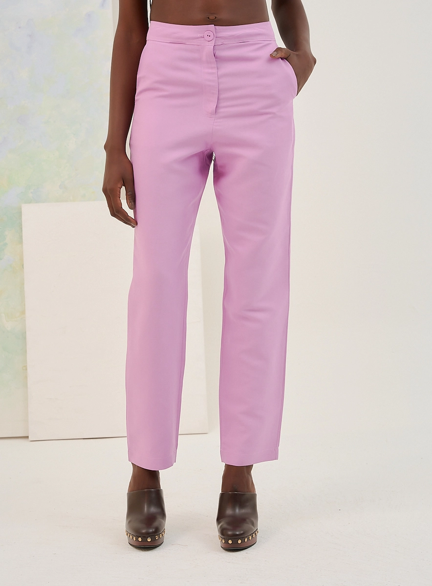 Calça Feminina De Alfaiataria Com Cintura Alta Bordô Souisy
