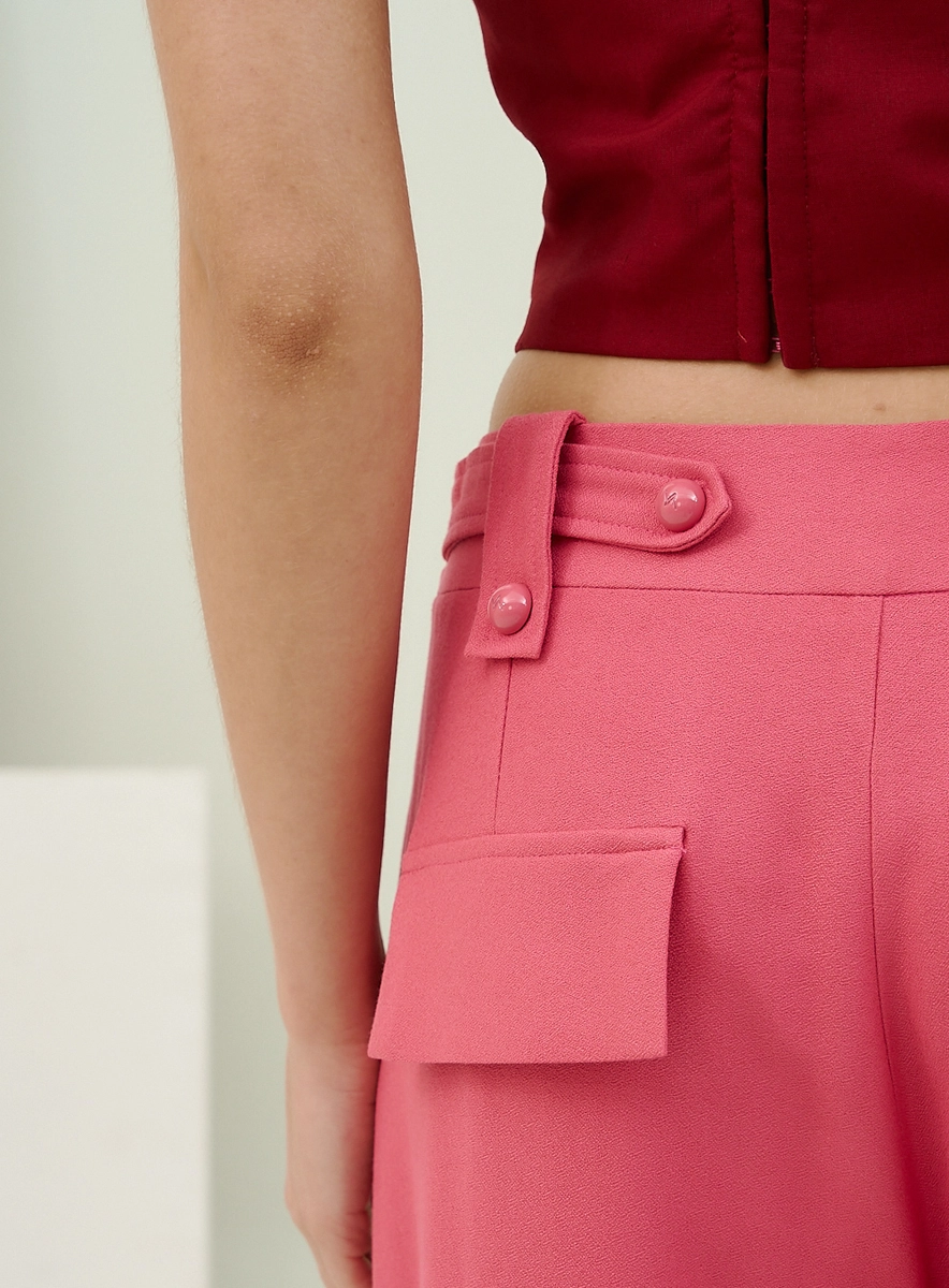 Calça Alfaiatada Com Abotoamento Duplo E Lapelas Rosa Souisy