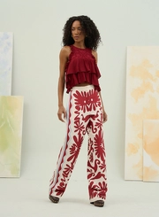 Calça Feminina Estampada Com Bolsos Laterais