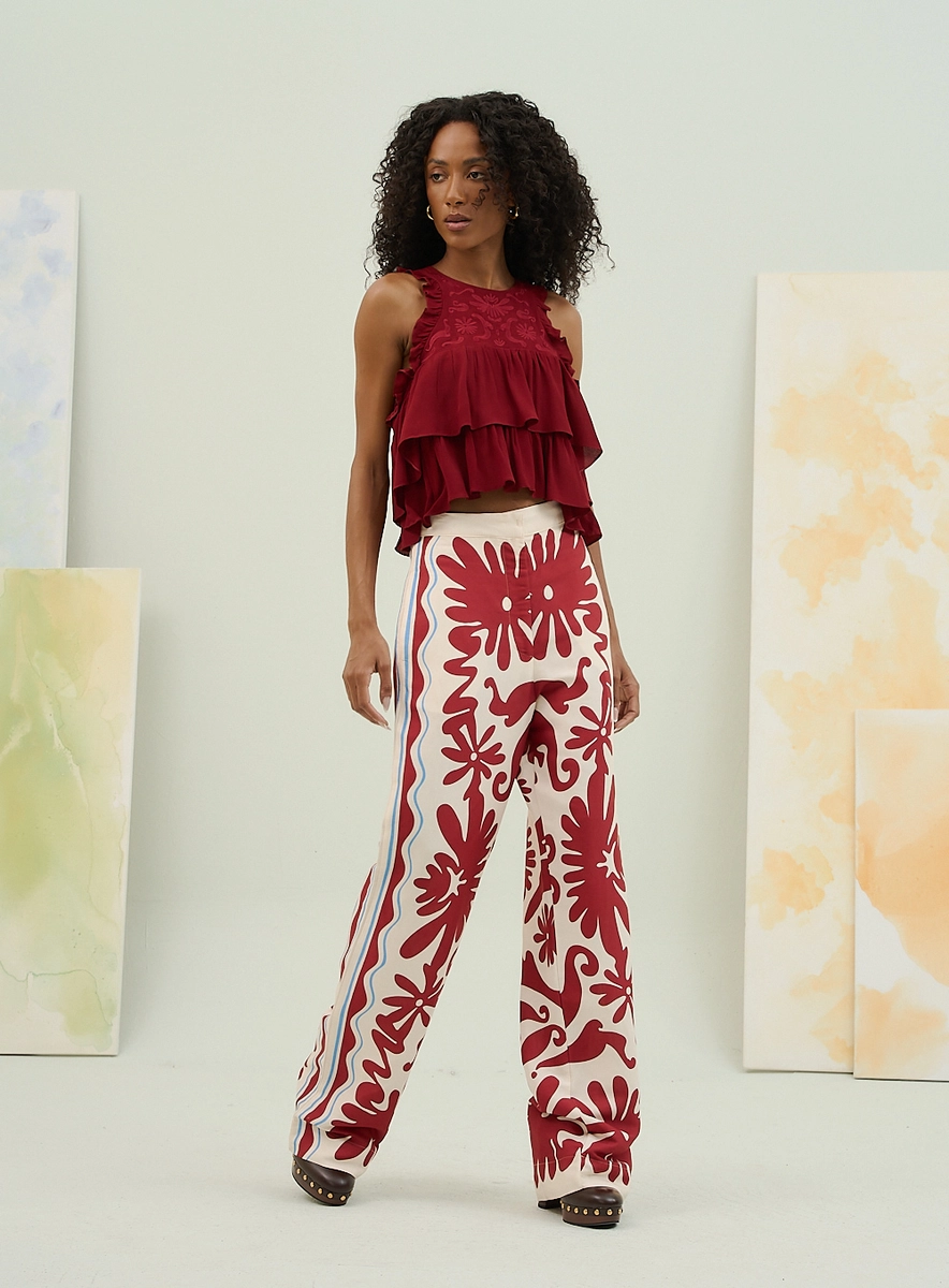 Calça Feminina Estampada Com Bolsos Laterais Estampados Souisy