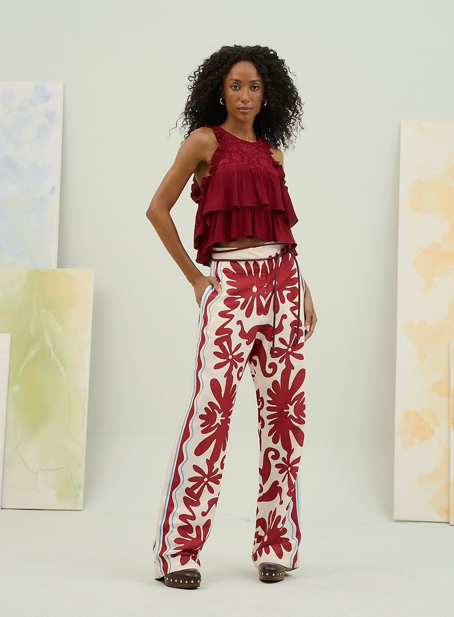 Calça Feminina Estampada Com Bolsos Laterais Estampados Souisy