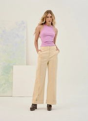 Calça Basic Comfort Feminina Com Dobra Na Barra