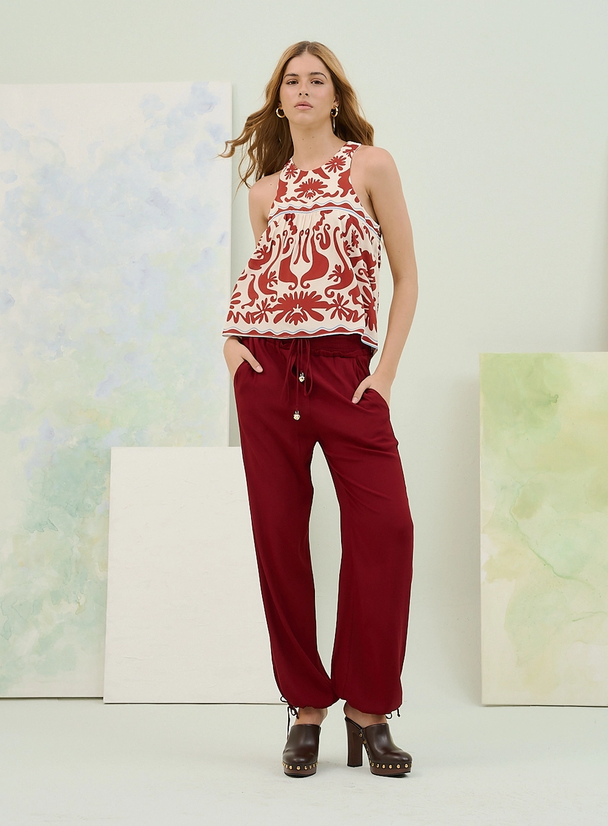 Calça Feminina Com Cordão Ajustável Verde Souisy