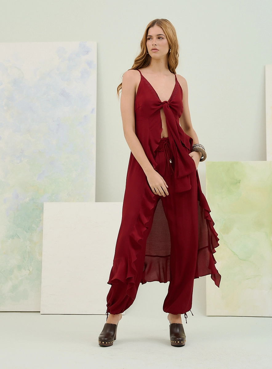 Calça Feminina Com Cordão Ajustável Verde Souisy