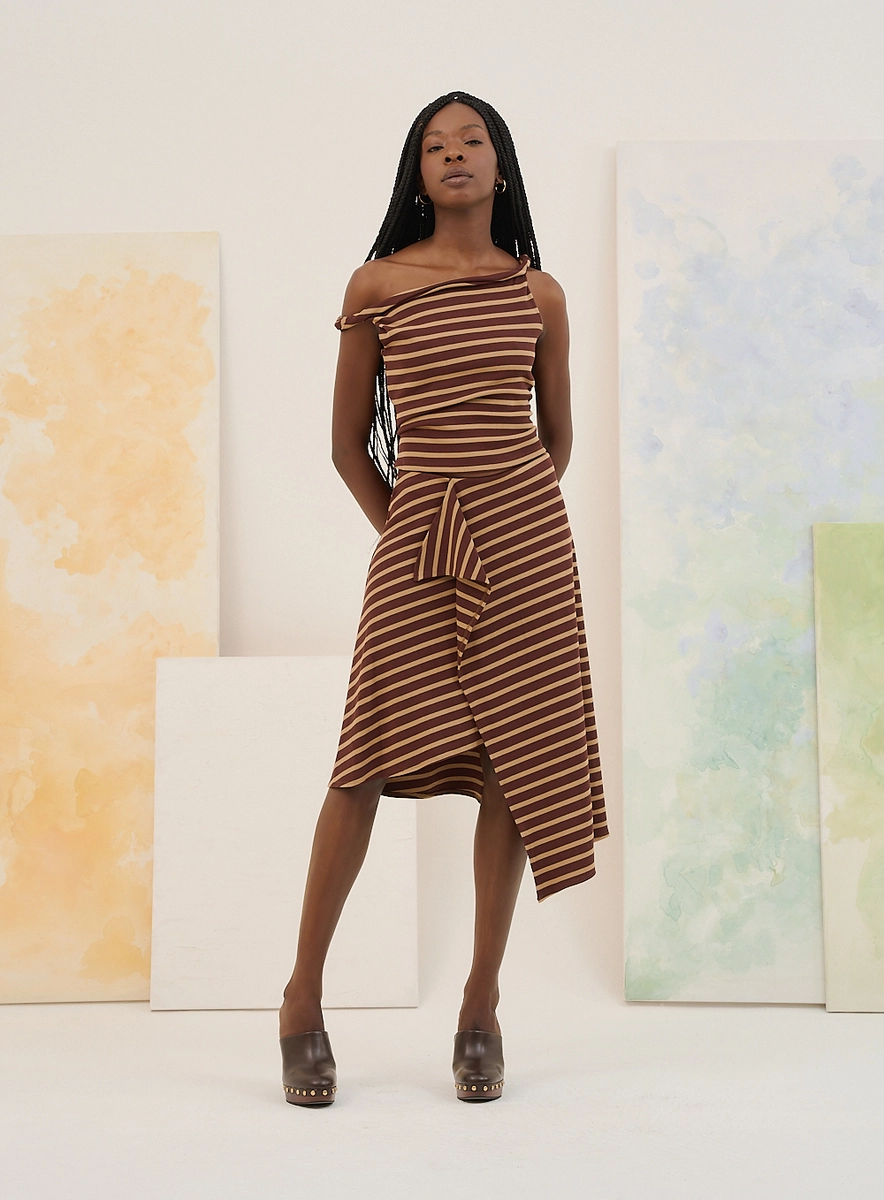 Saia Midi Estampada Com Transpasse Assimétrico Estampados Souisy