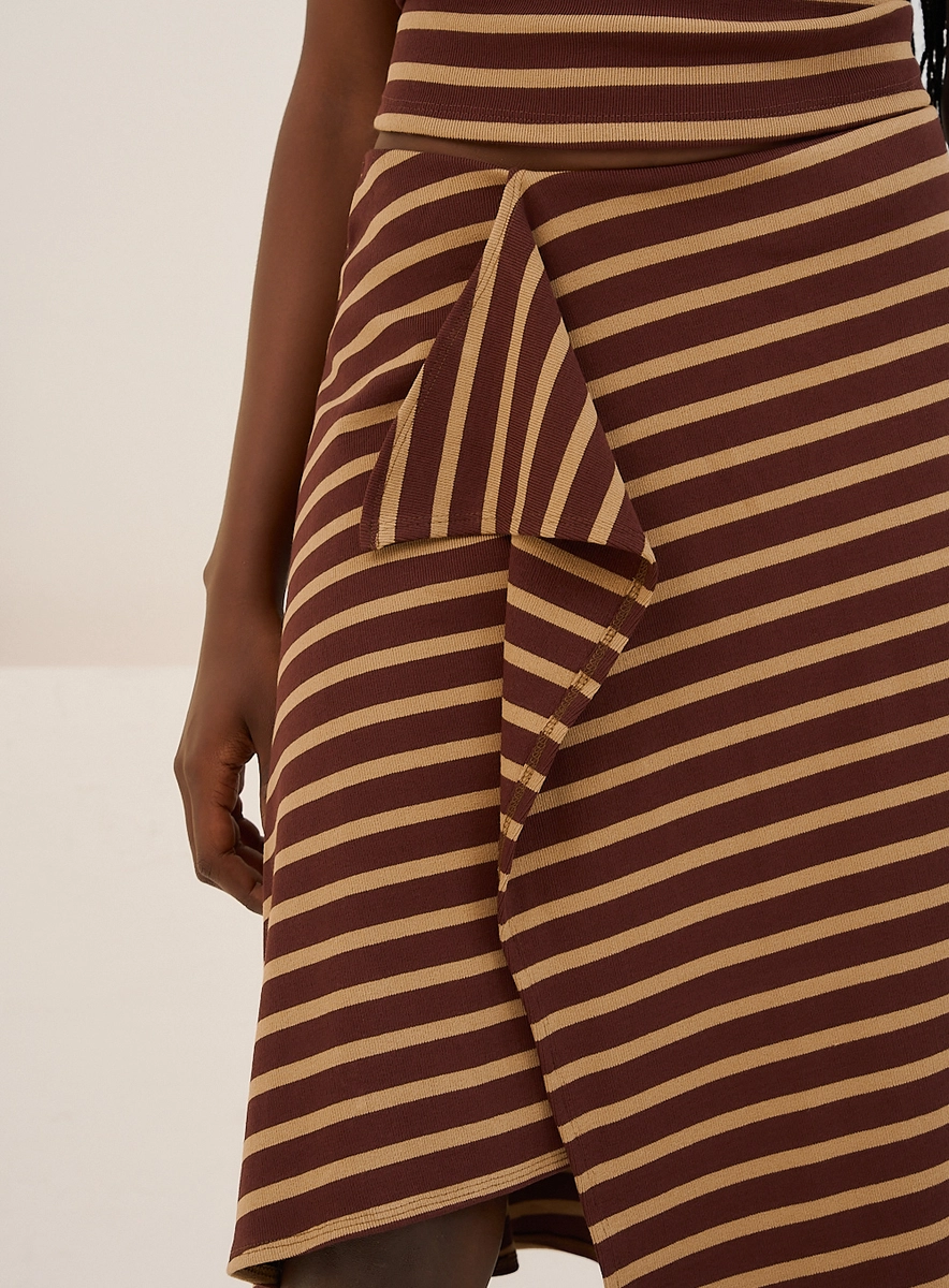 Saia Midi Estampada Com Transpasse Assimétrico Estampados Souisy