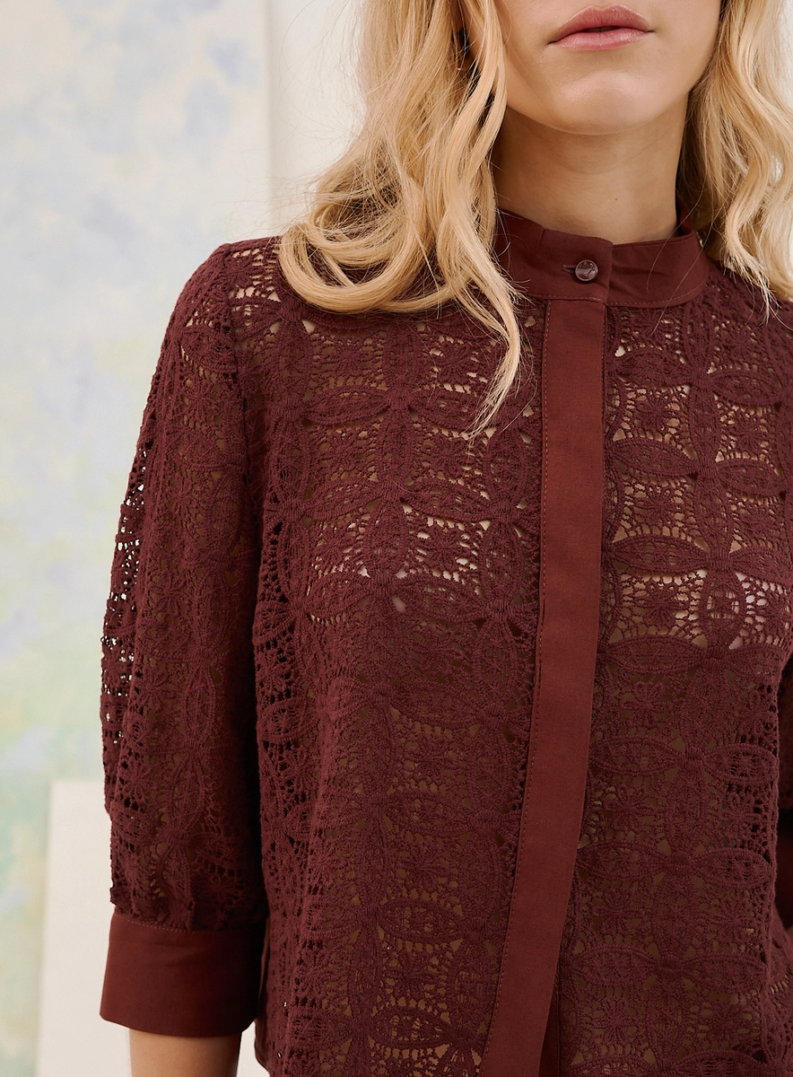 Camisa Feminina Basic Comfort Com Linho Marrom Souisy