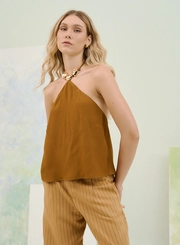 Blusa Basic Comfort Com Decote Halter Alto