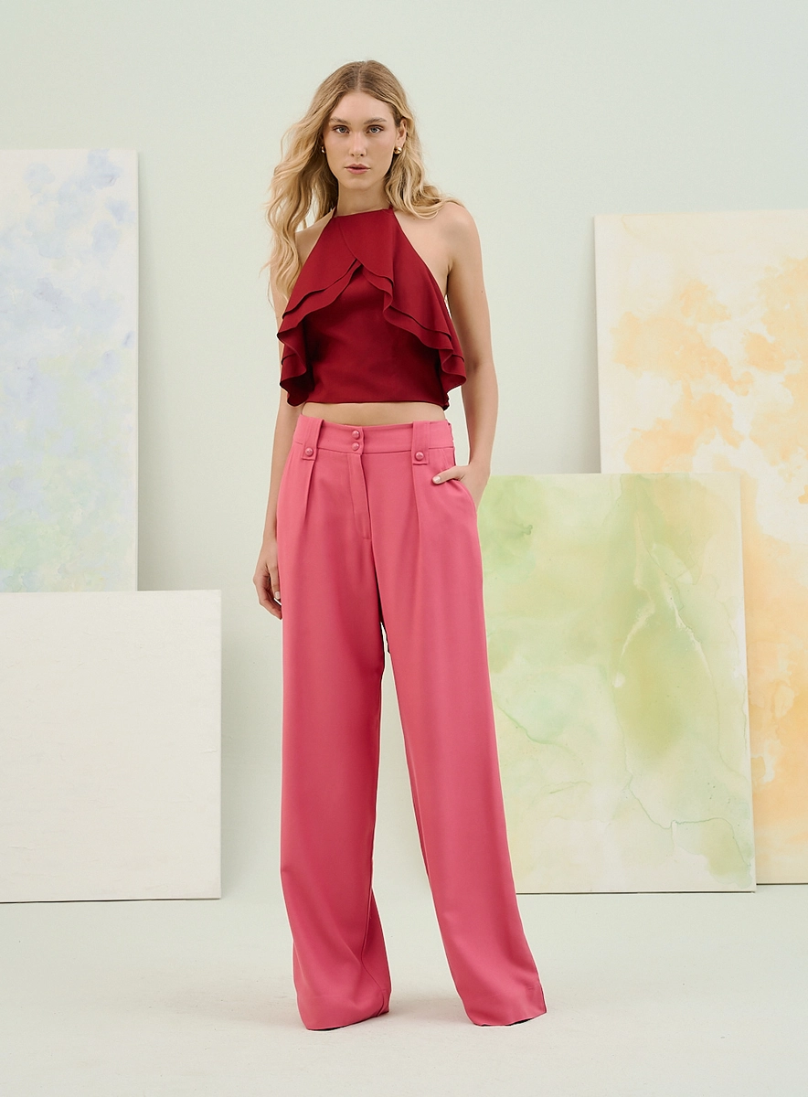 Blusa Feminina Halter Ruffle Vermelho Souisy