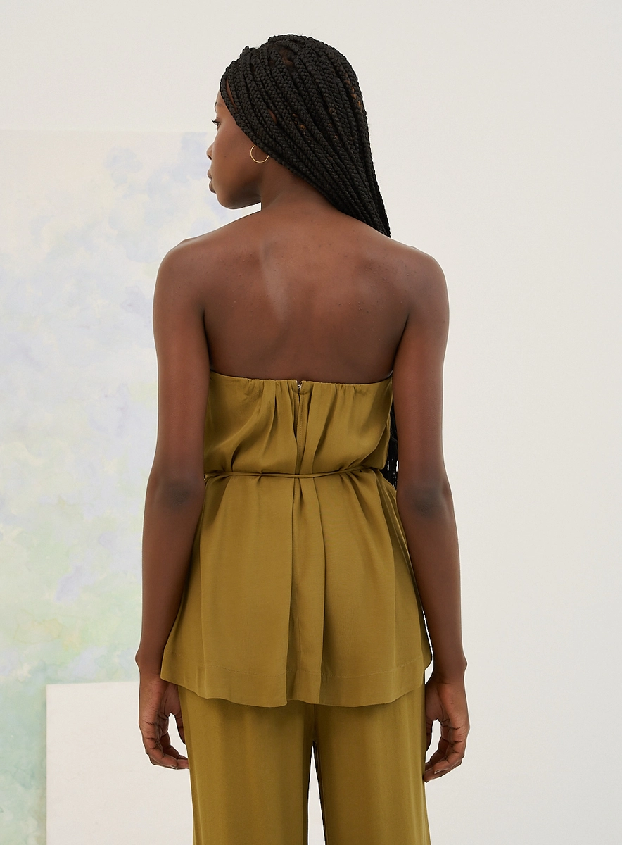 Blusa Tomara Que Caia Com Franzido Superior Verde Souisy