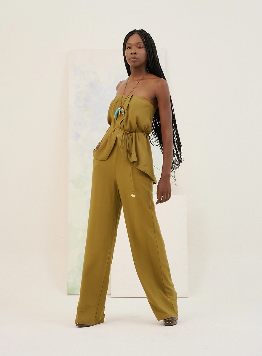 Blusa Tomara Que Caia Com Franzido Superior Verde Souisy