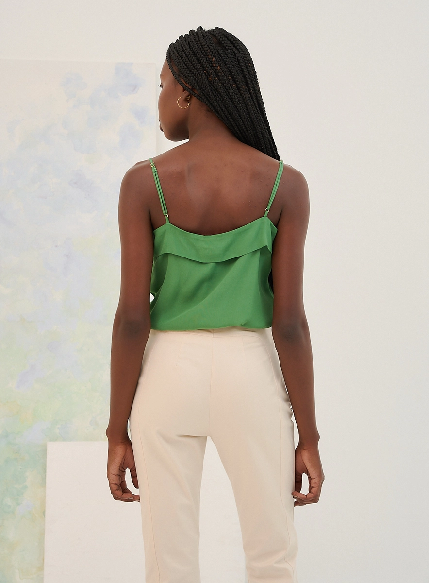Blusa Feminina Silk Drapeada Verde Souisy