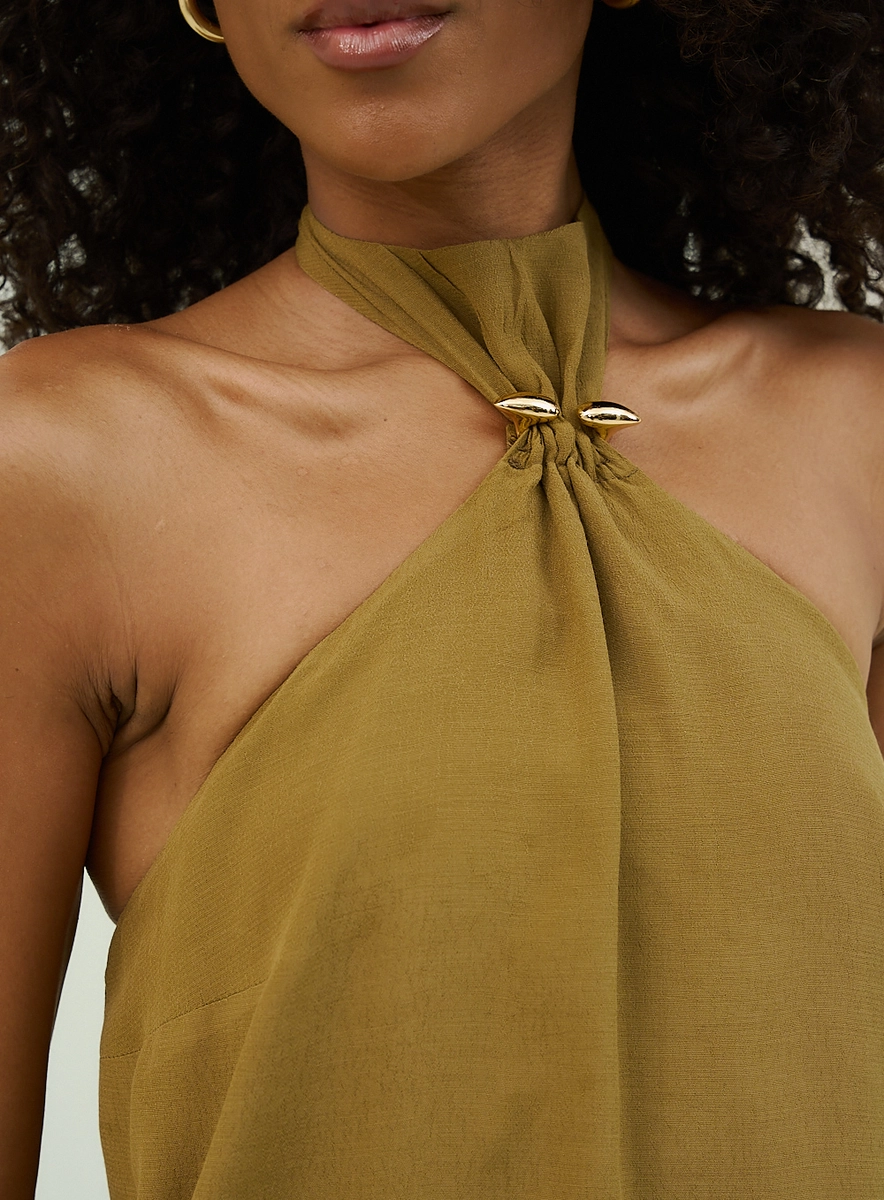 Blusa Feminina Frente Única Halter Verde Souisy
