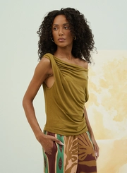 Blusa Basic Comfort Assimétrica Com Drapeado