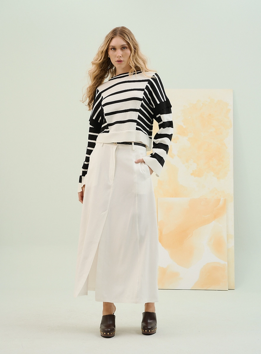 Blusa Tricô Listrada Com Mangas Longas Estampados Souisy