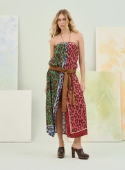 Vestido Midi Estampado Tomara Que Caia Com Fenda
