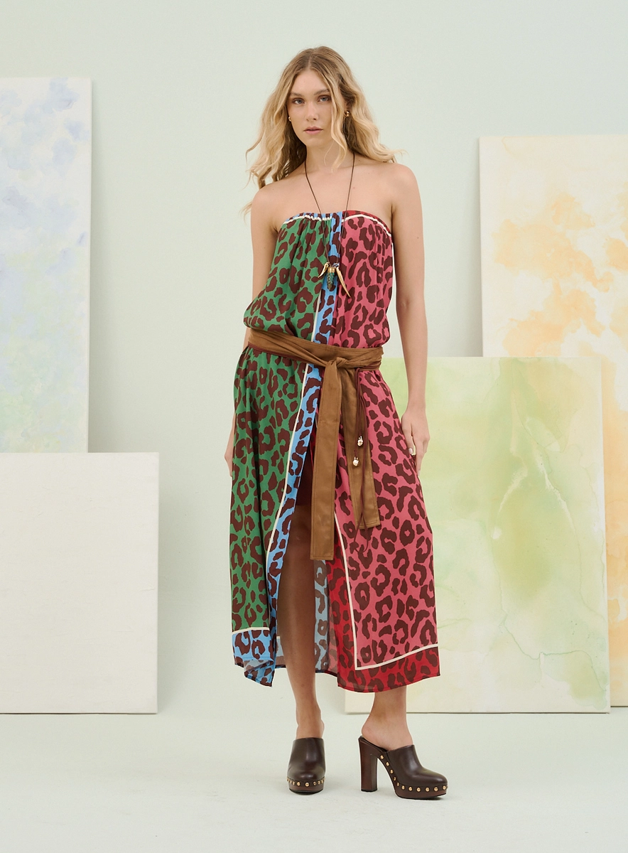 Vestido Midi Estampado Tomara Que Caia Com Fenda Estampados Souisy