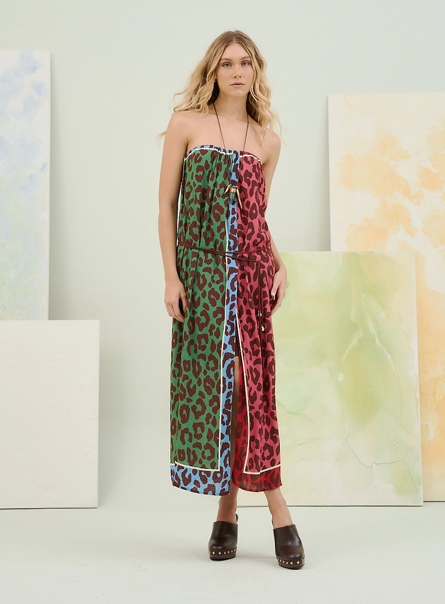 Vestido Midi Estampado Tomara Que Caia Com Fenda Estampados Souisy