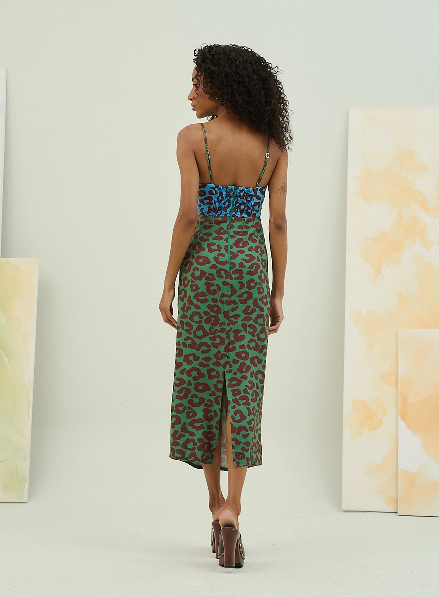 Vestido Midi Estampado Com Recorte Central Estampados Souisy