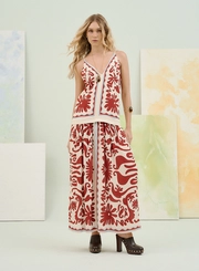 Vestido Longo Estampado Com Decote V Duplo