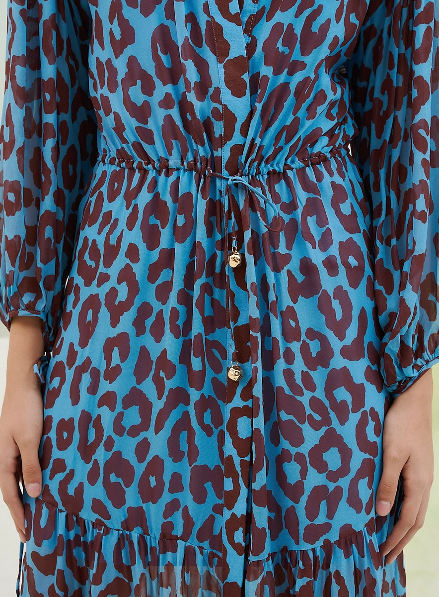 Vestido Longo Estampado Com Mangas Longas Bufantes Estampados Souisy