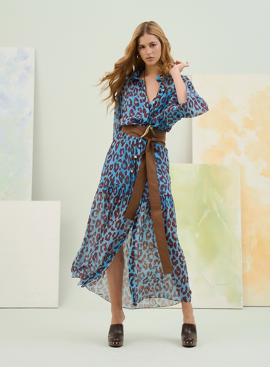 Vestido Longo Estampado Com Mangas Longas Bufantes Estampados Souisy