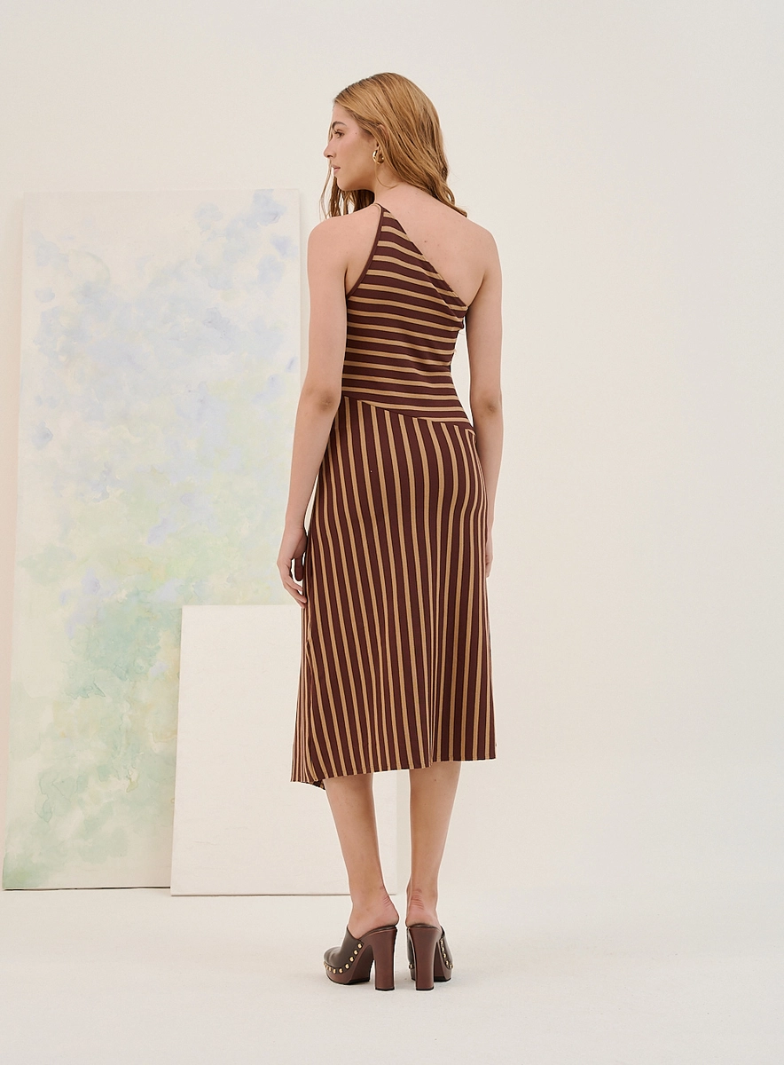 Vestido Midi Assimétrico Estampado Drapeado Estampados Souisy