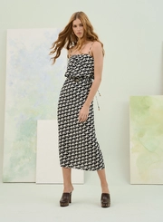 Vestido Midi Estampado Com Alças Finas