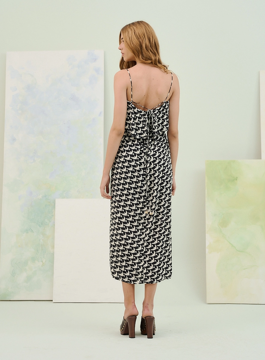 Vestido Midi Estampado Com Alças Finas Estampados Souisy