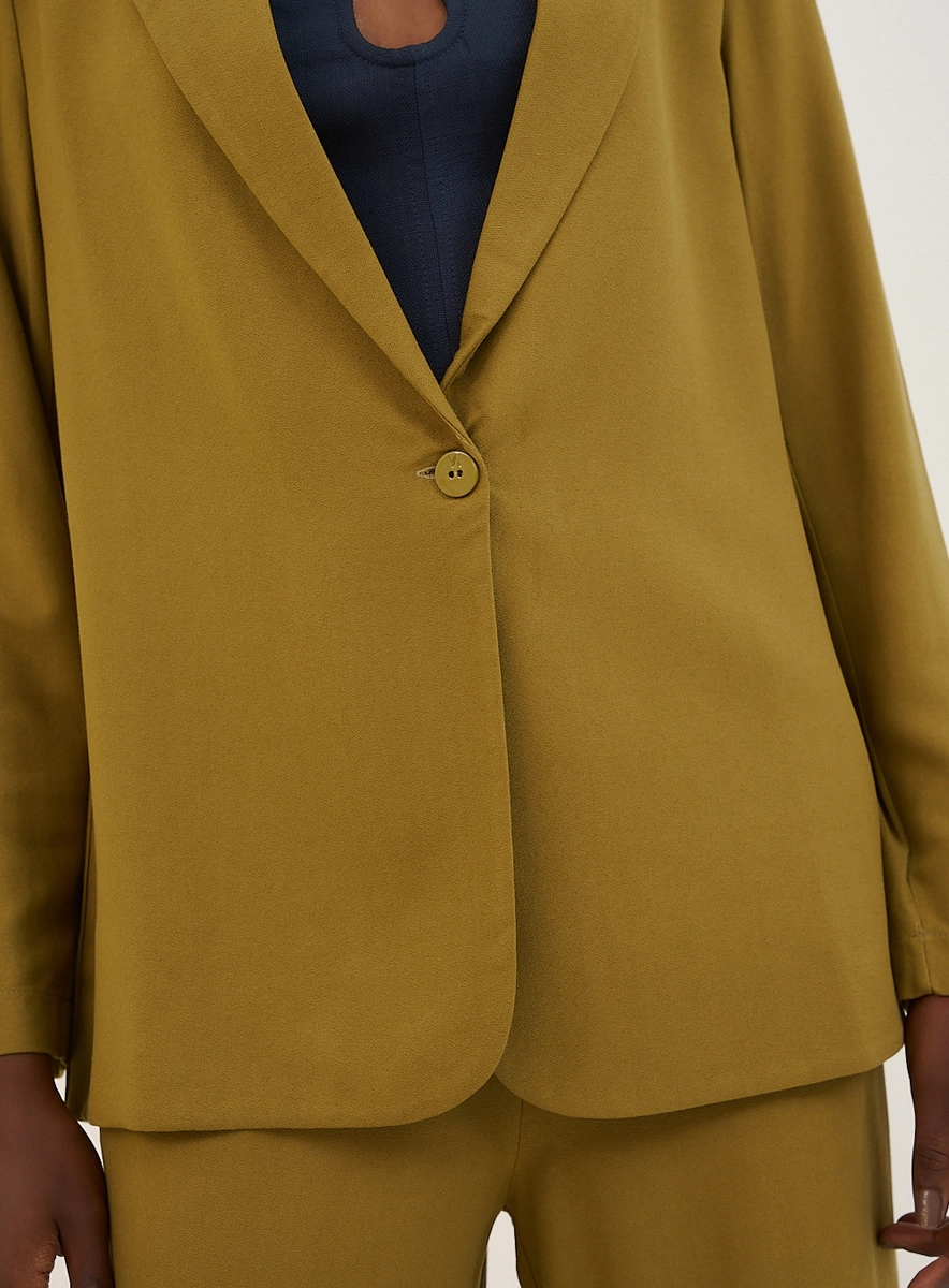 Blazer Basic Comfort Com Fechamento De Um Botão Verde Souisy