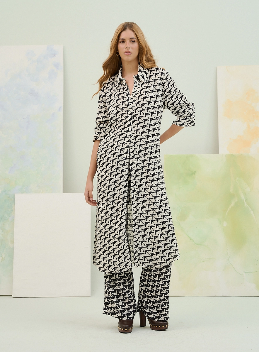 Chemisier Estampada Com Fenda Central Estampados Souisy