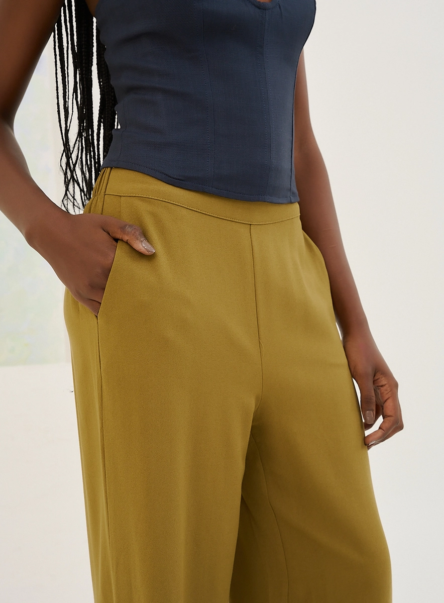 Calça Feminina Basic Comfort Pantalona Verde Souisy
