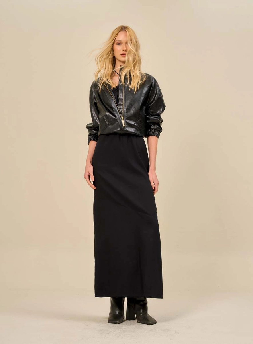 Jaqueta Feminina Bomber Em Pu Preto Souisy