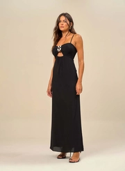 Vestido Longo Com Recorte Vazado